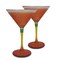 Golden Hill Studio Set of 2 Orange and Yellow Contemporary Hand Painted Wine Glasses 7.5 oz.